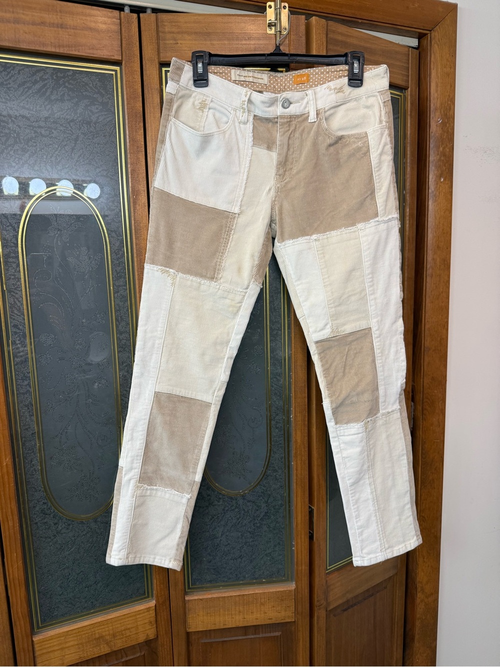Pilcro Cream and Beige Patchwork Corduroy Pants, EUC